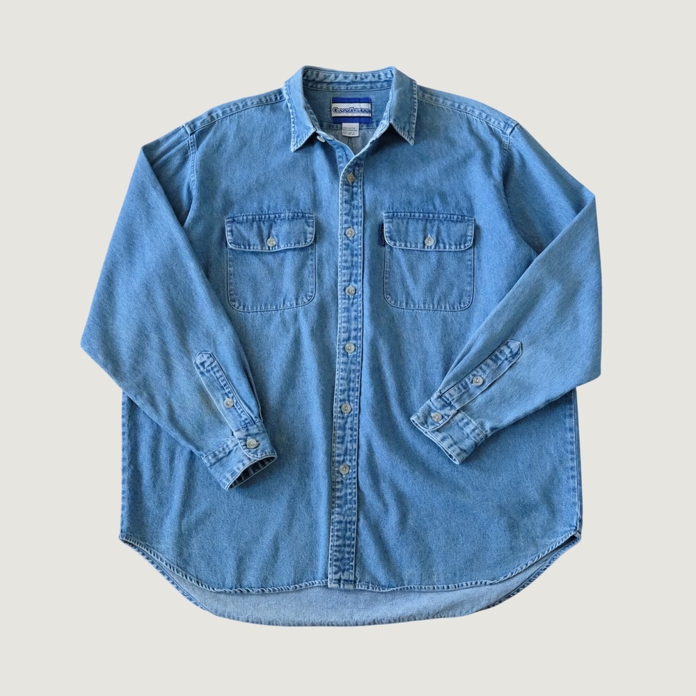 Twism Denim Shirt Button Up Blue Cotton Vintage 90s Streetwear Shaq Mens Large